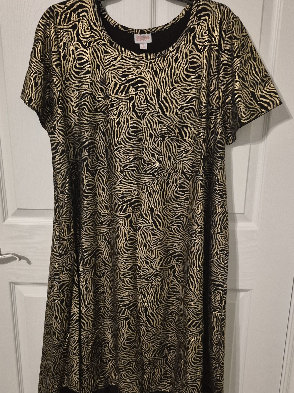 LuLaRoe Black and Gold Metallic Zebra-Print Dress